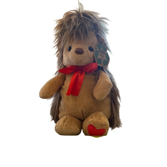 The Petting Zoo Plush Hedgehog With Red Heart & Ribbon - Picture 6 of 9